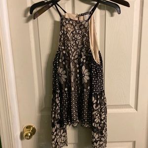 Lace wide sleeve cutout top